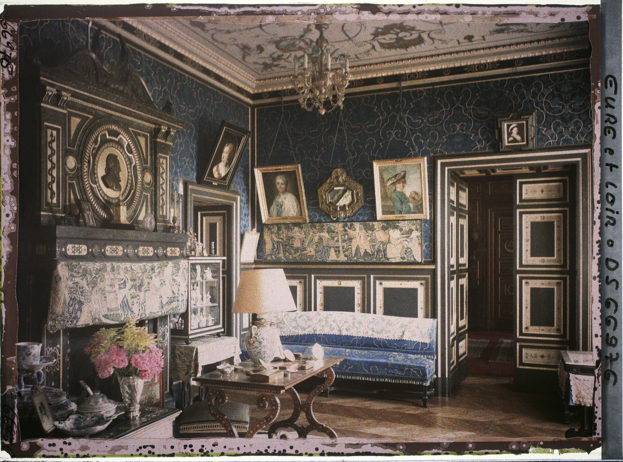 Image représentant Le salon bleu, ancien cabinet d'histoire naturelle du château