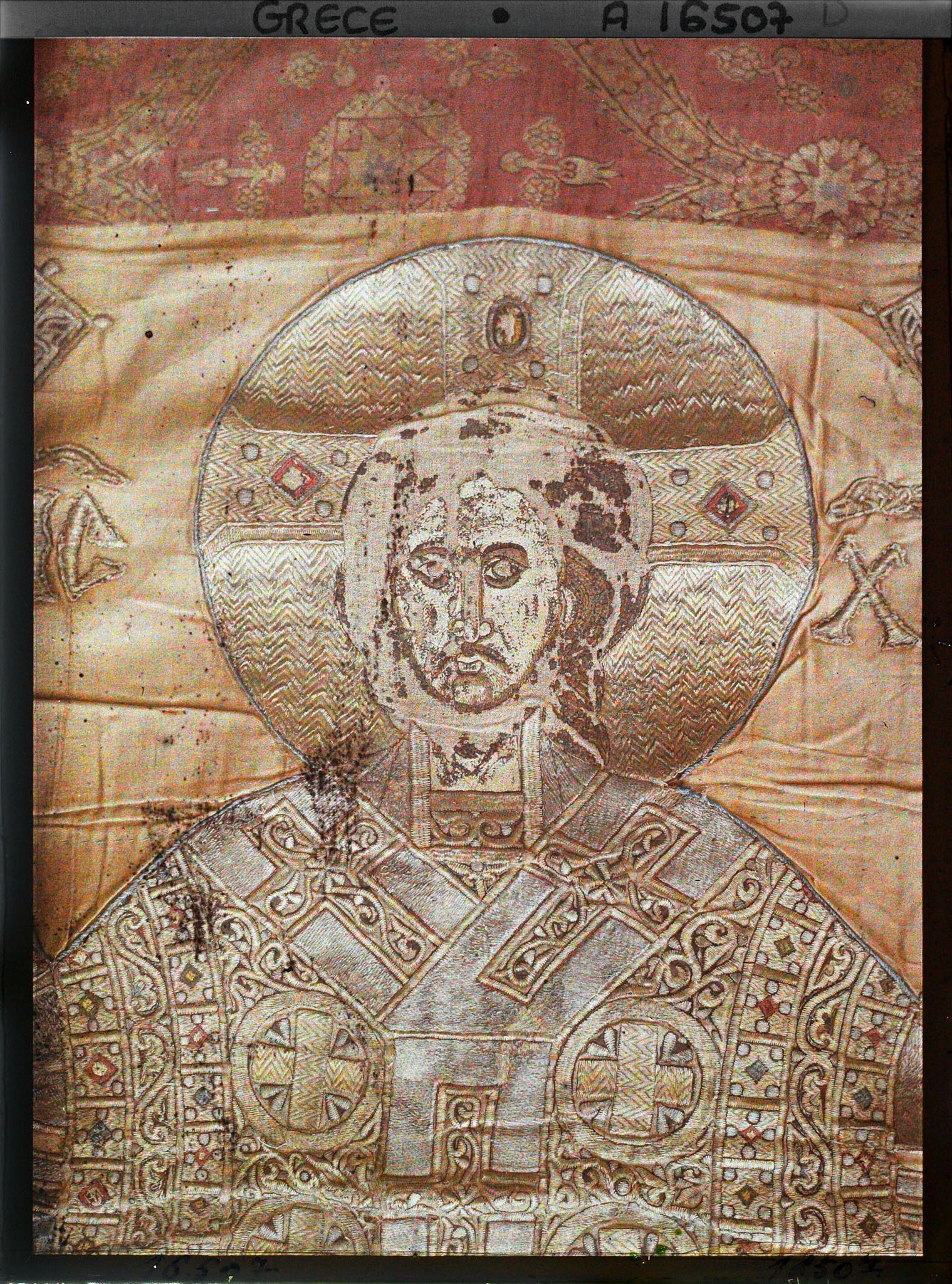 Image représentant Turquie, Hilendar, Même étoffe ( détail tête du Christ)