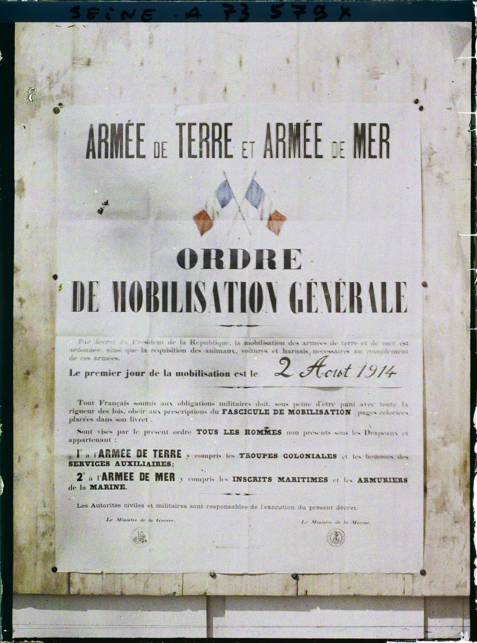 Image représentant Affiche de la mobilisation générale du 2 Août 1914