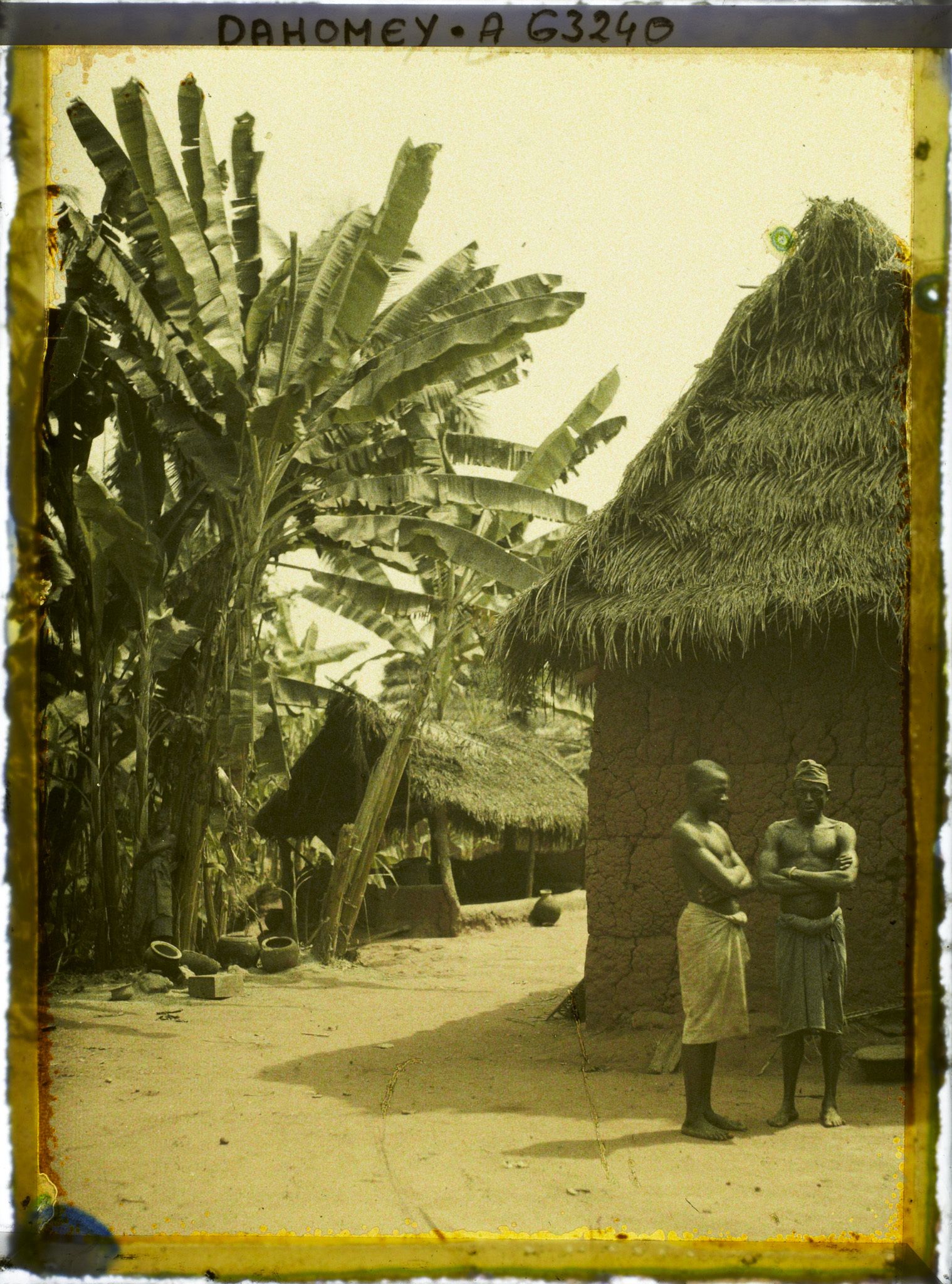 Image représentant Coin de village, bananiers et villageois