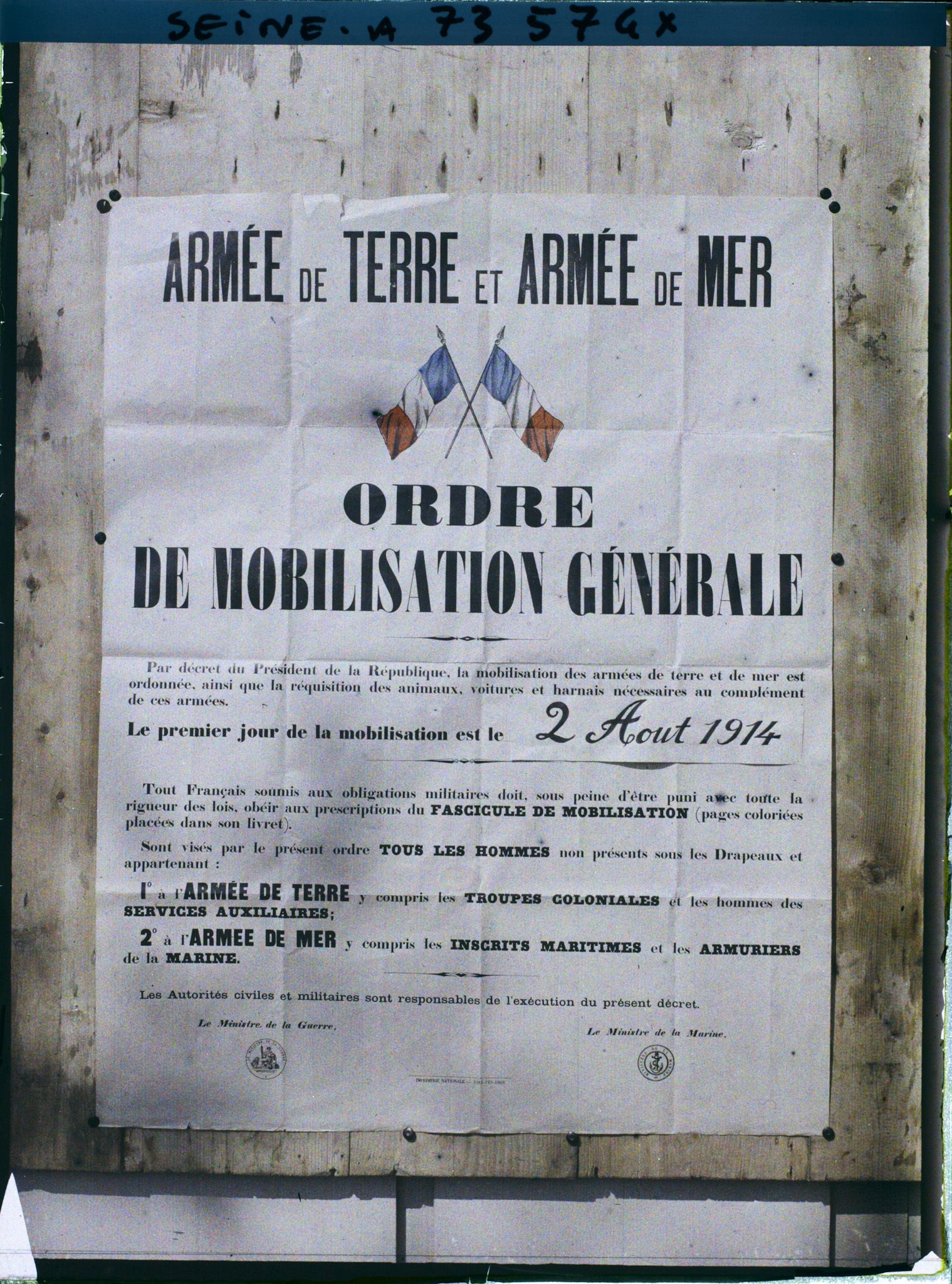 Image représentant Affiche de la mobilisation générale du 2 Août 1914