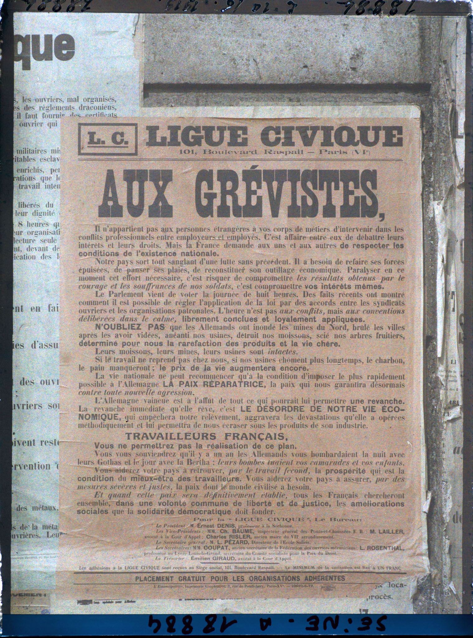 Image représentant Affiche de la ligue civique d'appel au travail adressée aux grévistes