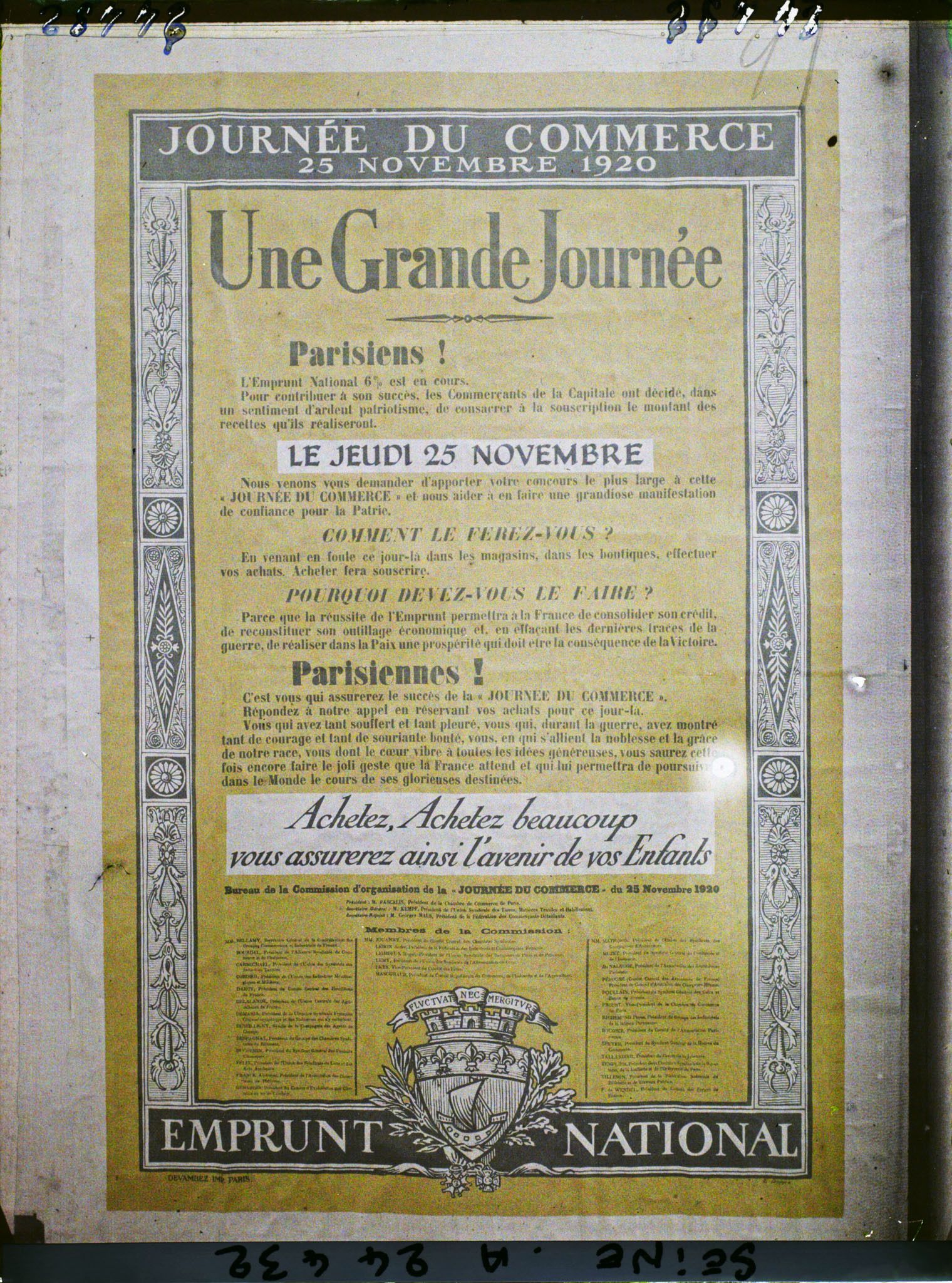 Image représentant Affiche pour l'emprunt national de 1920, Le Journée du Commerce du jeudi 25 novembre