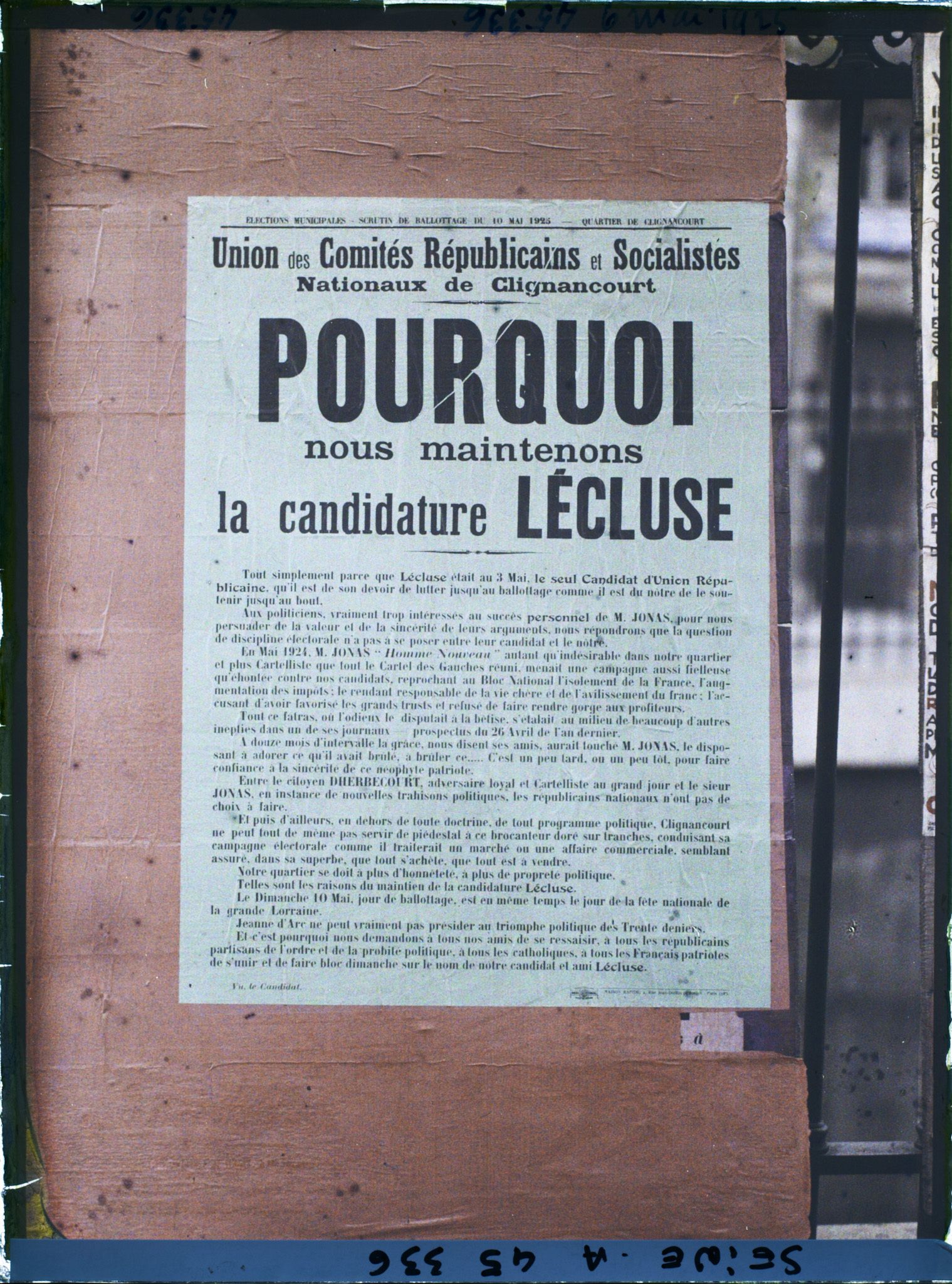 Image représentant Affiche pour les élections municipales, Lécluse