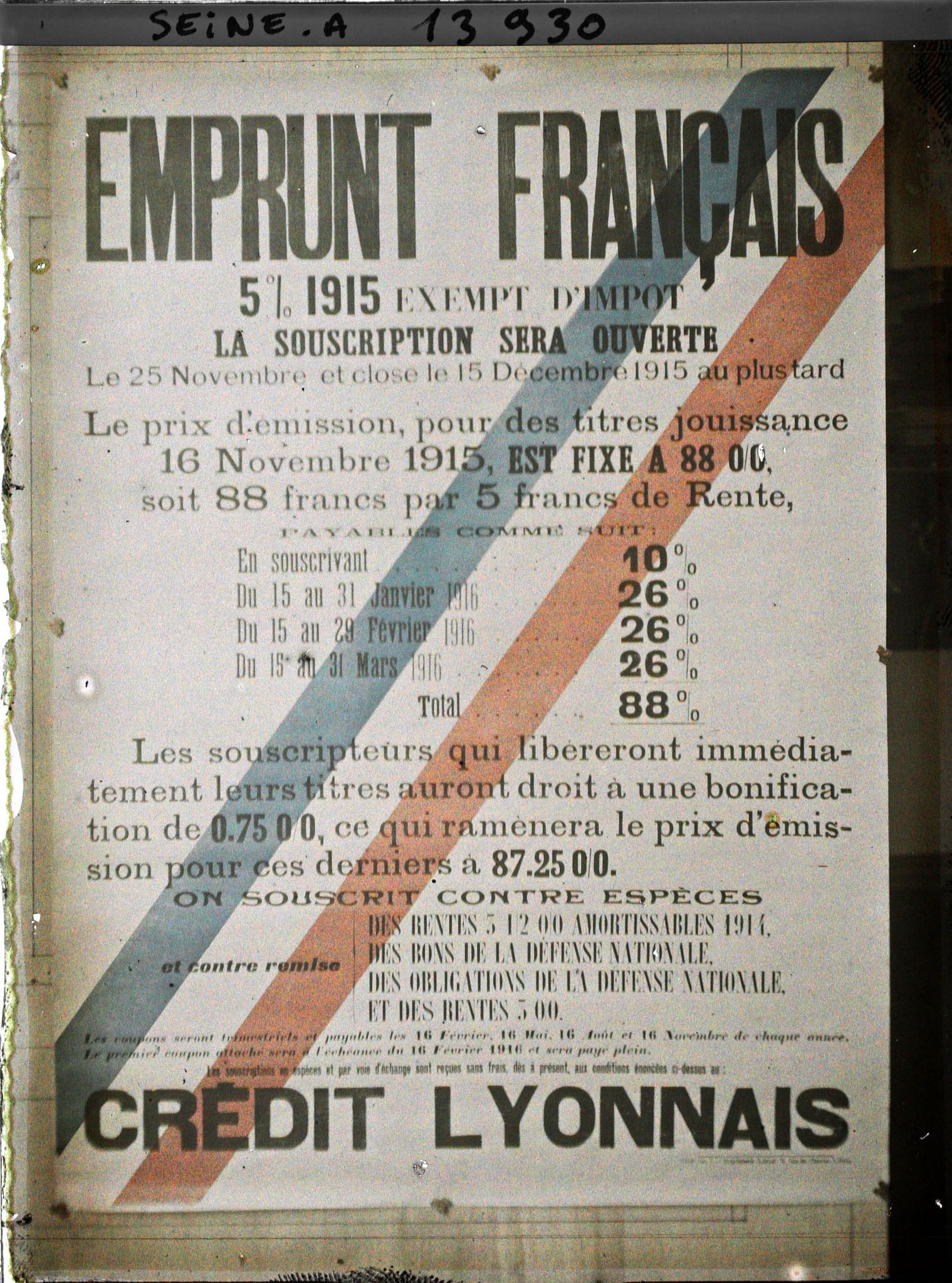 Image représentant Affiche du Crédit Lyonnais pour le premier emprunt de la défense nationale en 1915