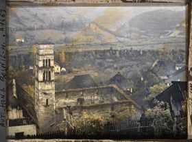 Image représentant La tour Lucas [Saint Luc] et au loin la terrasse du cimetière turc