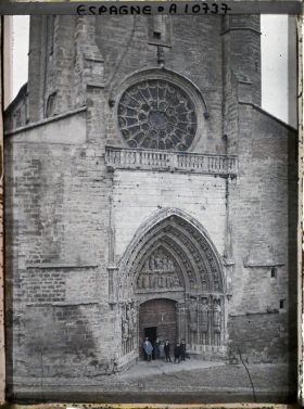 Image représentant Espagne, Burgos, Le portail latéral et la Rose de S. Esteban (1er Gothique Espagnol)