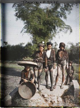 Image représentant Des jeunes filles revenant de la cueillette du liseron d'eau