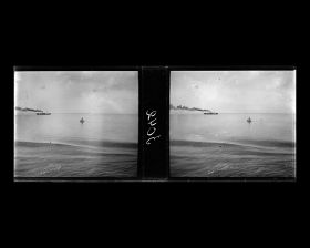 Image représentant Vapeur et voilier sur la mer, vus depuis le Lützow, de la Norddeutscher Lloyd