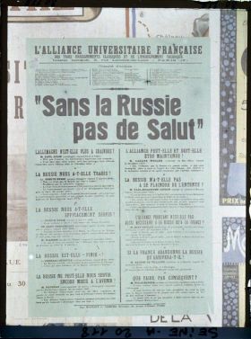 Image représentant Affiche de l'Alliance universitaire française "Sans la Russie, pas de Salut"