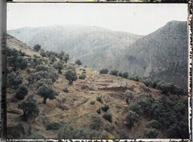 Image représentant Vue plongeante sur le Gymnase : la piscine (bain froid) et derrière elle, le palestre (une dépendance)