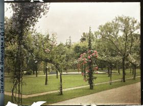 Image représentant Le verger-roseraie vu à proximité de la dépendance, depuis l'angle nord-ouest
