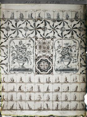 Image représentant Décor de carreaux de delft signés "Jean van Maak" de la grande entrée (sqifa kabira) de la Bibliothèque nationale (Dar Mustapha Pacha)