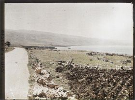Image représentant Une route, probablement entre Tripoli et Beyrouth, non loin du Krak des Chevaliers