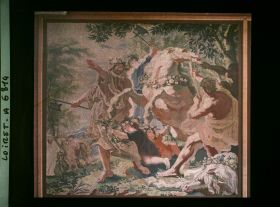 Image représentant Détail de l'une des huit broderies du XVIIème siècle de la salle d'honneur de l'hôtel de Ville. Les sacrifice des quatre parties du monde : l'Afrique