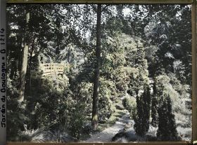 Image représentant Allée du " jardin chinois " proche d'un pont et d'un torii du " sanctuaire japonais "