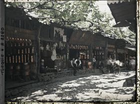 Image représentant Partie du bazar consacrée aux cuivres dans une rue recouverte de treilles