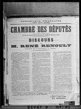 Image représentant Affiche du discours de René Renoult à la Chambre des Députés, séance du Lundi 11 Novembre 1918