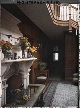 Image représentant La cheminée du salon dans la villa d'Albert Kahn