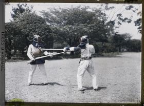 Image représentant Ecole de gymnastique militaire, entraînement aux arts martiaux Kendo (escrime japonaise)