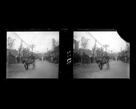 Image représentant Passants dans une rue décorée pour le Nouvel An
