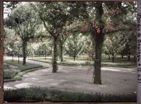 Image représentant Le verger-roseraie vu depuis le parterre nord-ouest du rond-point proche de la dépendance