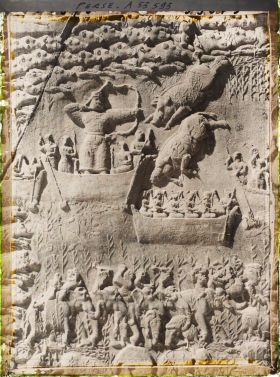 Image représentant Détail de la paroi latérale gauche de la grande grotte : scène de chasse royale au sanglier