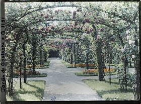 Image représentant Axe central du verger-roseraie vu en direction de la dépendance, à proximité du jardin français