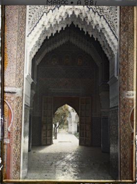 Image représentant Porte d'un pavillon de Dar Beïda (ou palais de Bou Jloud) donnant sur le jardin