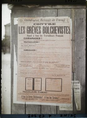 Image représentant Affiche de la Confédération Nationale du Travail "Contre les grèves bolchéviste"