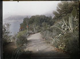 Image représentant Une allée du jardin avec Monaco à l'arrière-plan