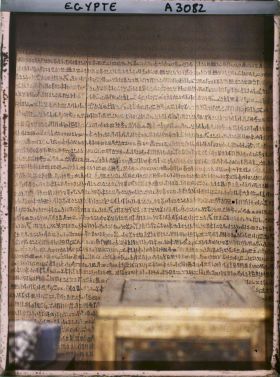 Image représentant Panneau de bois aux écritures  null hiératiques au musée égyptien