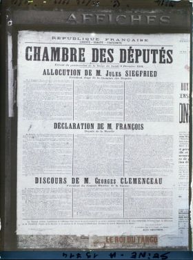 Image représentant Affiche de discours à la Chambre des Députés pour l'entrée des Alsaciens-Lorrains au Parlement