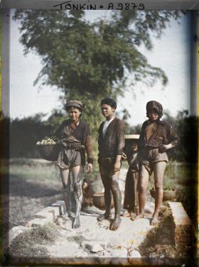 Image représentant Des jeunes filles revenant de la cueillette du liseron d'eau