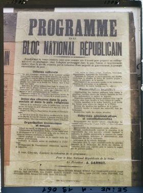 Image représentant Affiche du Bloc national républicain pour les élections législatives de novembre 1919