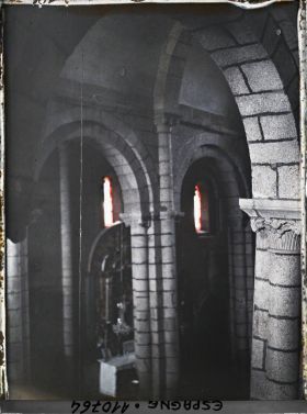 Image représentant Espagne, Santiago de Compostela, Santa Maria de Sar, vue prise de la tribune en face d'une des nefs latérales