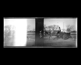 Image représentant Une charrette tirée par un mulet sur le glacis qui limite le quartier des légations au nord-est