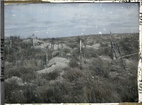 Image représentant France, Chin des Dames, Fils barbelés et tranchées près du Chemin des Dames