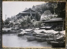 Image représentant Port de plaisance sur le lac Biwa (lac " luth ") et bateaux yakatabune