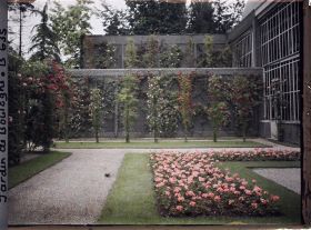Image représentant Parterre nord-ouest du jardin français, situé près de la serre et du verger-roseraie