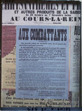 Image représentant Affiche adressée aux Combattants en vue des élections législative de novembre 1919