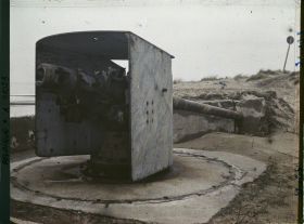 Image représentant Belgique, Blankenberghe, Une pièce de la batterie de 105 de Mittel B.(batterie contre avions)