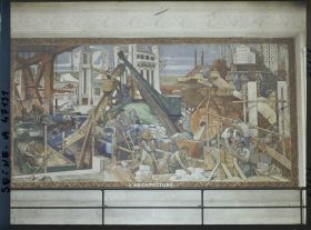 Image représentant L'Exposition des arts décoratifs, Cour des métiers, esplanade des Invalides, Charles Plumet, Panneau de l'Architecture