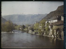 Image représentant Les bords de l'Ariège ; vue prise vers l'aval prise du pont