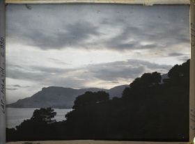 Image représentant Ligne d'arbres vue à contre-jour, en direction de Monaco, non loin de la villa Kahn dite villa Zamir