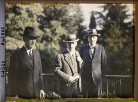 Image représentant Accords de Locarno, la délégation tchécoslovaque (de gauche à droite M. Kretchama, M. Benès, M. Heidrich)