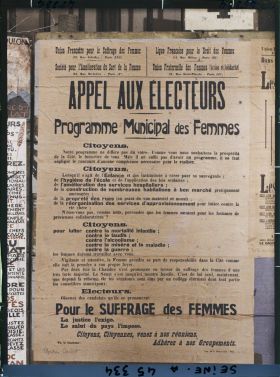 Image représentant Affiche pour les élections municipales, Programme Municipal des Femmes
