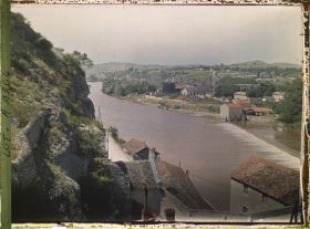 Image représentant France, Cahors, Le barrage au pont Valendré, vers l'aval