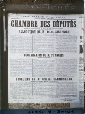 Image représentant Affiche de discours à la Chambre des Députés pour l'entrée des Alsaciens-Lorrains au Parlement