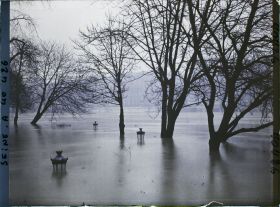 Image représentant La crue de la Seine à la pointe de l'île de la Cité, square du Vert-Galant